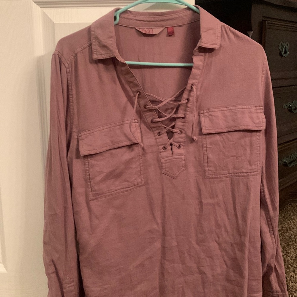 Women’s large long sleeve tie front shirt